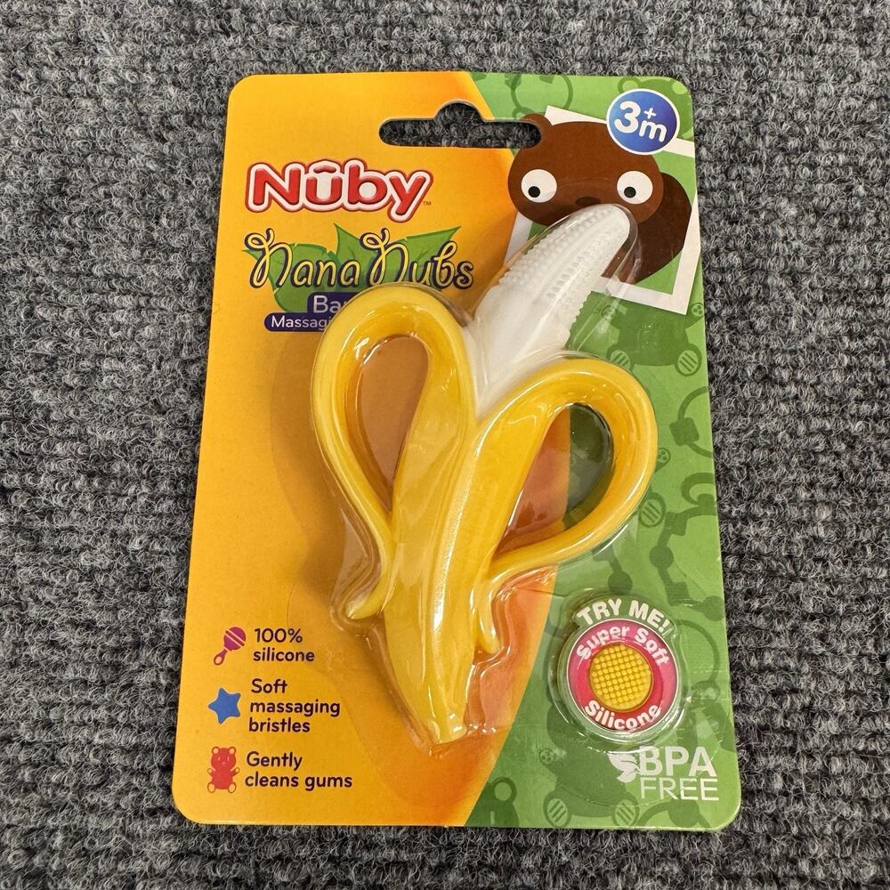 Nuby Nananubs Banana Massaging Teether Baby Teething Toys 3m Silicone
